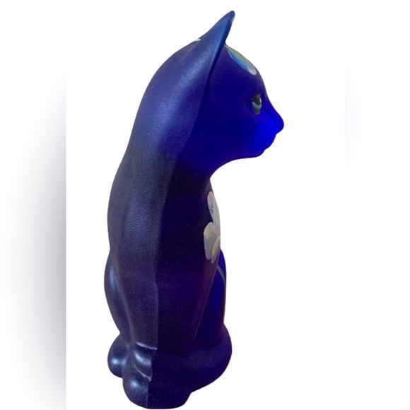 🔹VINTAGE Fenton Art Glass, Stylized Cat Figurine, Cobalt Blue 🔹 - Picture 6 of 11